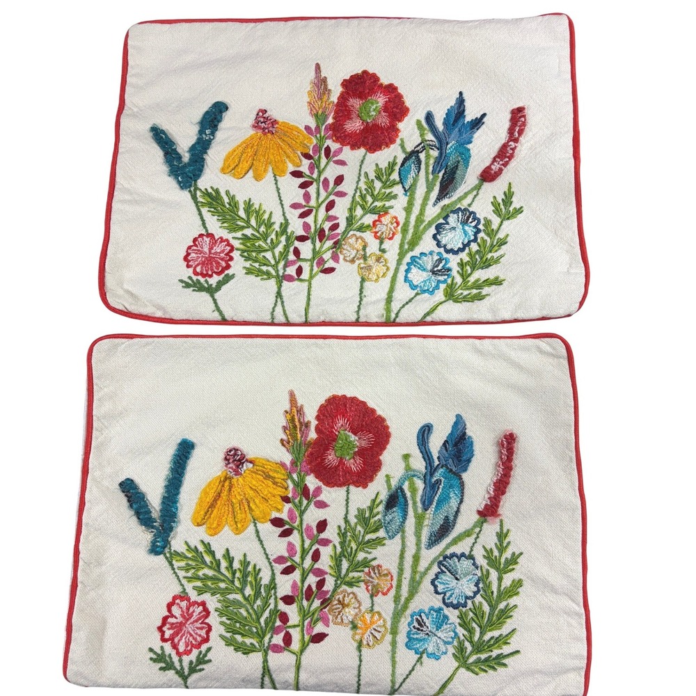 Pier 1 Imports Floral Embroidered Pillow Covers Set of 2